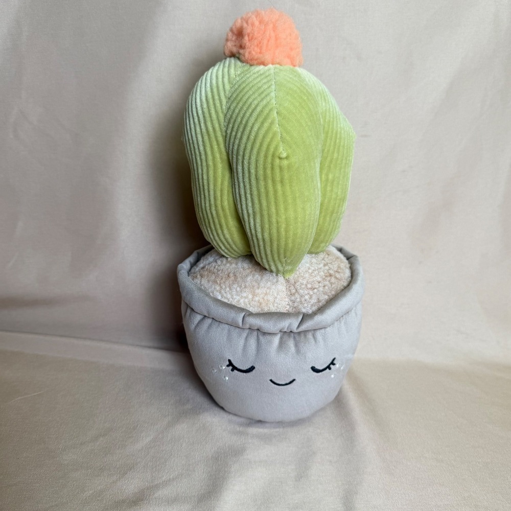 Smoochy Pals Cactus Plush Soft Squishy Green Corduroy Desert Plant Toy Grey Pot